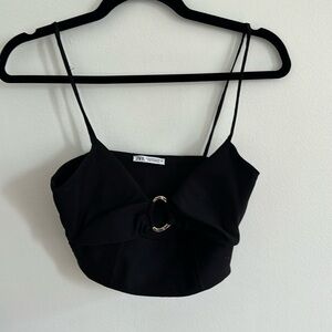 DONATING SOON - Black crop top with silver accent